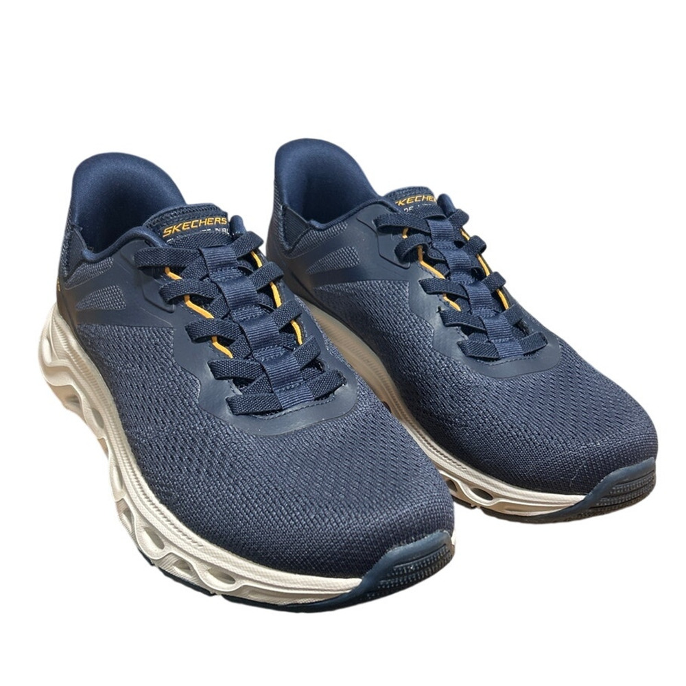 Skechers Men Size 11 Navy Blue Mesh Hands Free Swift Fit Slide On Athletic Shoes
